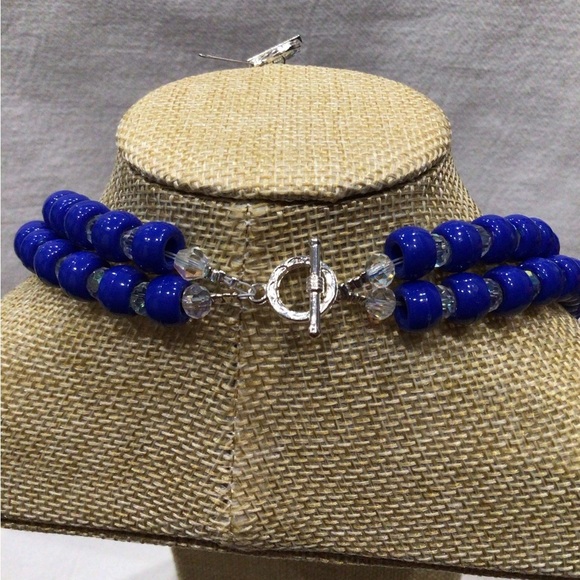 Vibrant Blue and Crystal Beaded Necklace, Bracelet, and Earring Set - Picture 12 of 15